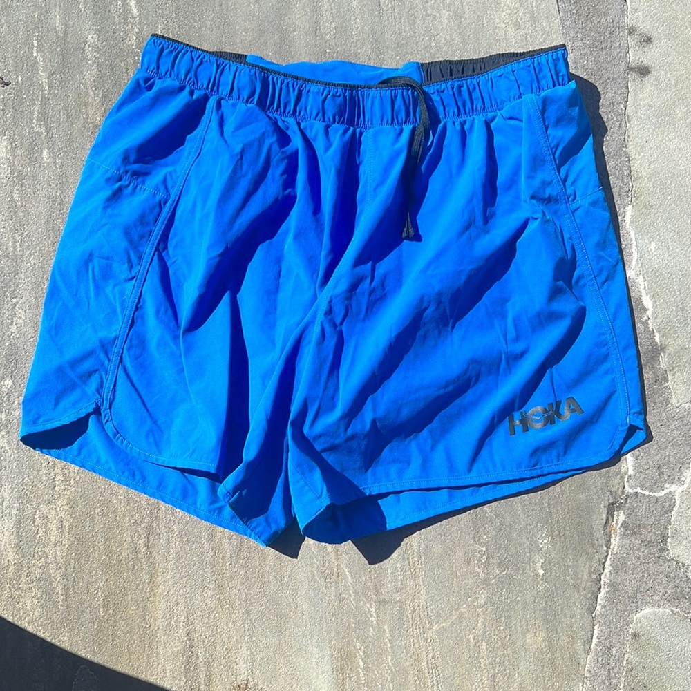 Hoka Mens 5” blue shorts